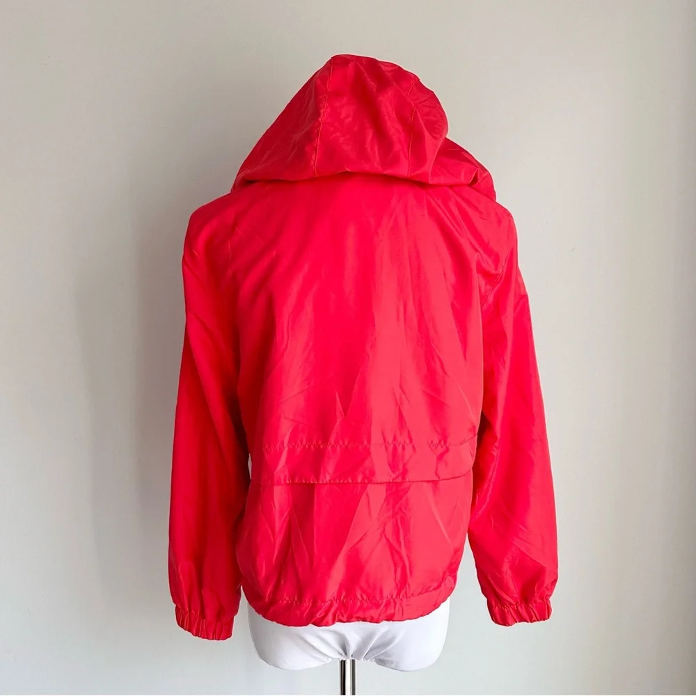 H&M DIVIDED Bright Red Hooded Zip Up Windbreaker Jacket - Picture 5 of 15